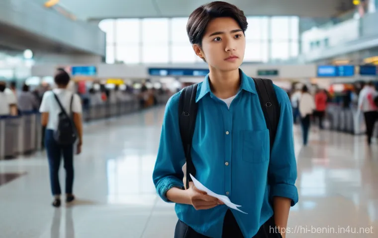 베냉에서 주의해야 할 사기 유형 - Image Prompt 1: The Shattered Dream of an Overseas Job**